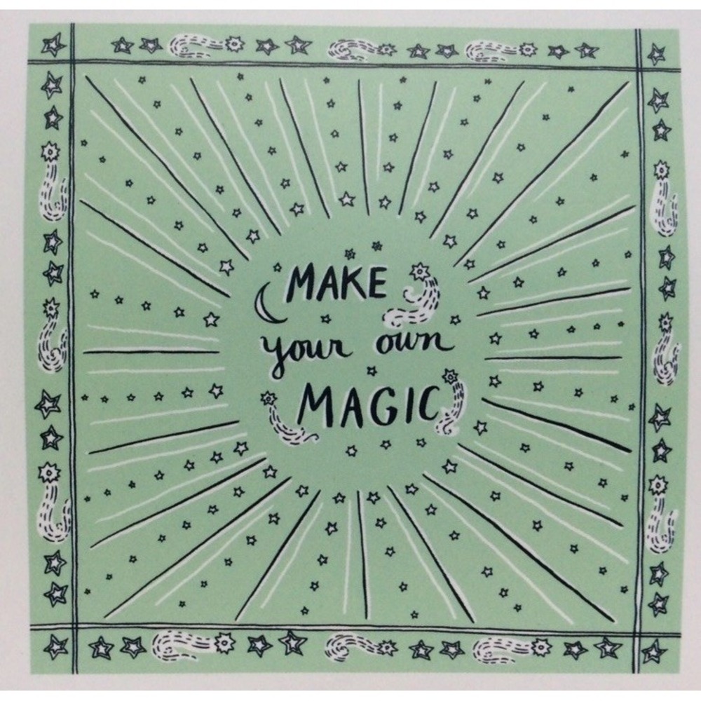 Molly Hatch "Wear for Magic" Original Art 100 % Cotton Bandana Scarf 21 x 21